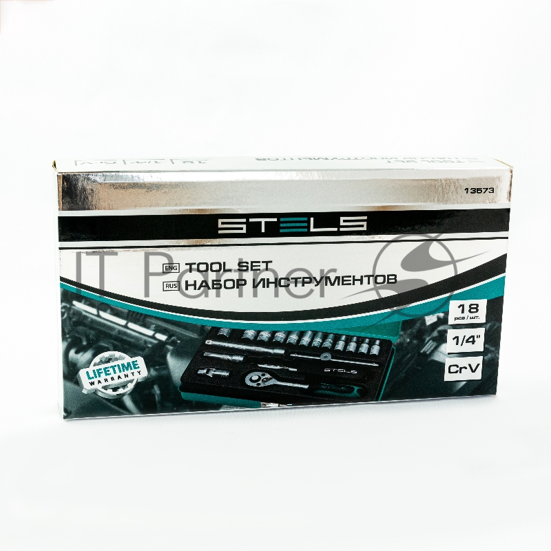Набор торцевых головок с трещоткой, 1/4, 18 предм.// Stels