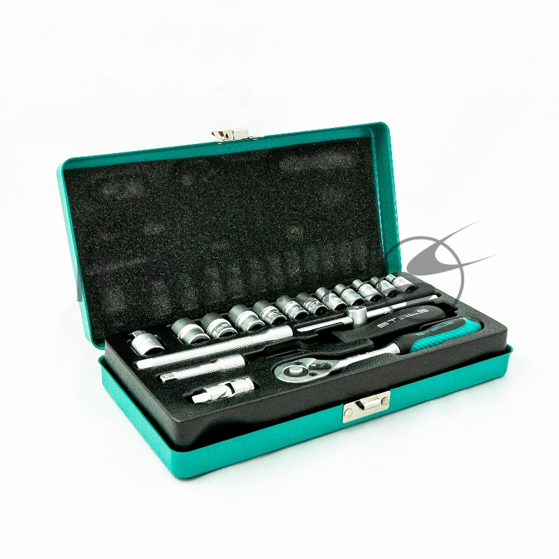 Набор торцевых головок с трещоткой, 1/4, 18 предм.// Stels