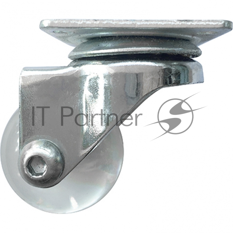 Колесо ПУ прозрачное поворотное d-35мм, крепление платформенное// Сибртех