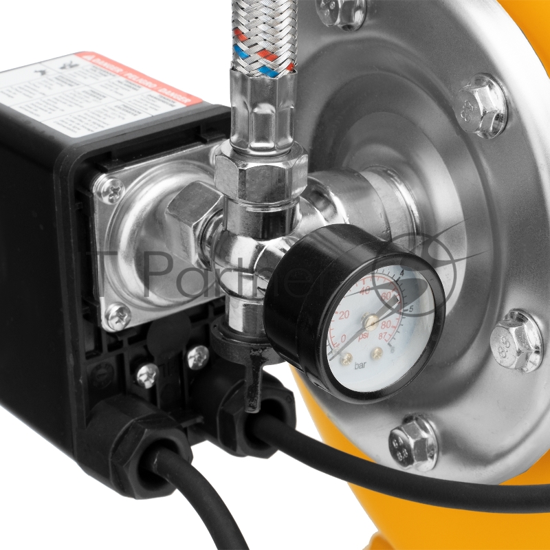 Насосная станция PSL1100X, 1100 Вт, 3600 л/ч, ресивер 50 л, подъем 45 м, нержавейка// Denzel