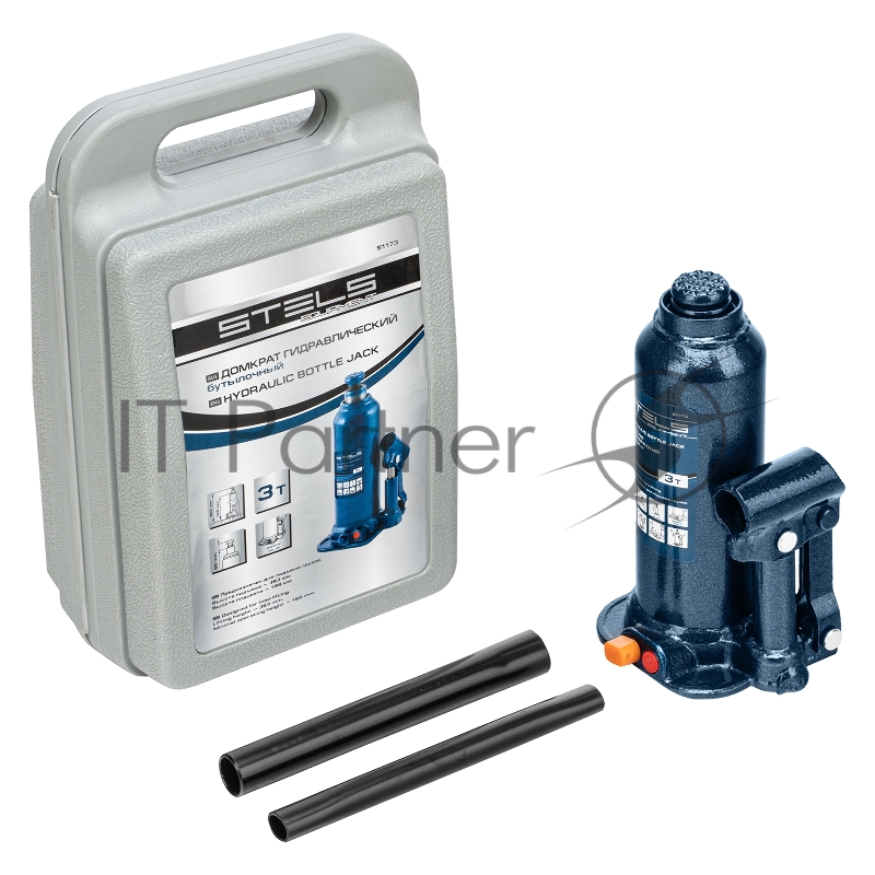 Домкрат гидравлический бутылочный, 3 т, h подъема 188–363 мм, в пласт. кейсе// Stels