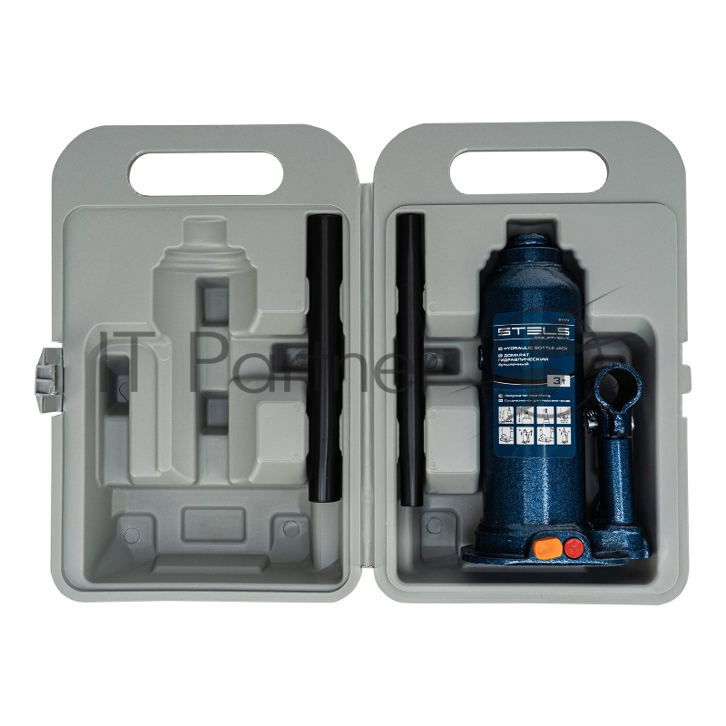 Домкрат гидравлический бутылочный, 3 т, h подъема 188–363 мм, в пласт. кейсе// Stels