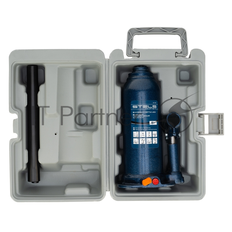 Домкрат гидравлический бутылочный, 5 т, h подъема 207-404 мм, в пласт. кейсе// Stels