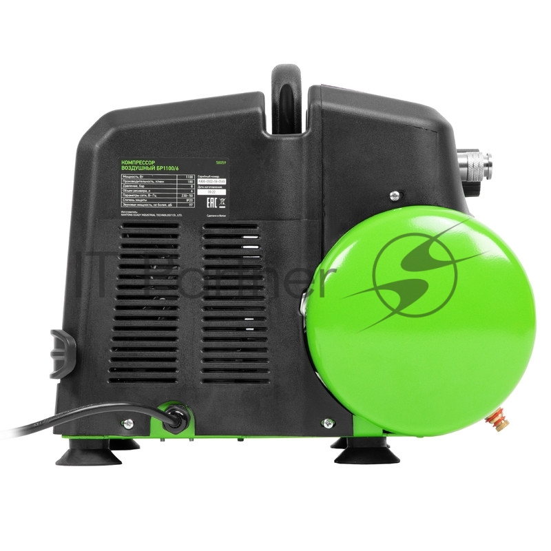 Компрессор воздушный безмаслянный BL 1100/6 1100Вт, ресивер 6 литров, 180 л/мин// Сибртех