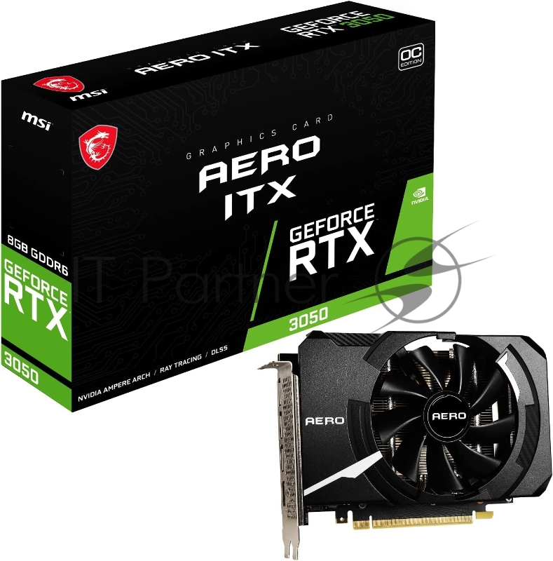 Видеокарта MSI PCI-E 4.0 RTX 3050 AERO ITX 8G OCV2 NVIDIA GeForce RTX 3050 8192Mb 128 GDDR6 1807/14000 HDMIx1 DPx3 HDCP Ret