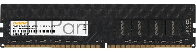 Память DDR4 32Gb 2666MHz Digma DGMAD42666032S RTL PC4-21300 CL19 DIMM 288-pin 1.2В single rank Ret