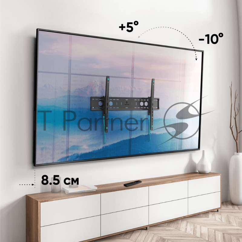 Кронштейн для телевизора Onkron UT12 черный 60-110 макс.120кг настенный наклон