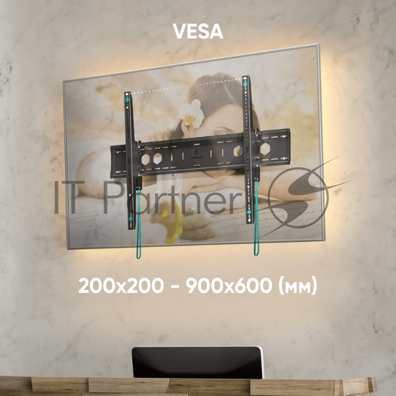 Кронштейн для телевизора Onkron UT12 черный 60-110 макс.120кг настенный наклон