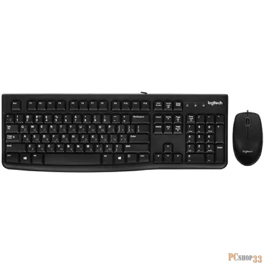 Комплект Logitech Desktop MK120 (920-002561) клавиатура K120 черная, 104 клавиши с защитой от воды Клавиатура K120, мышь M100, цвет черный, USB, RTL