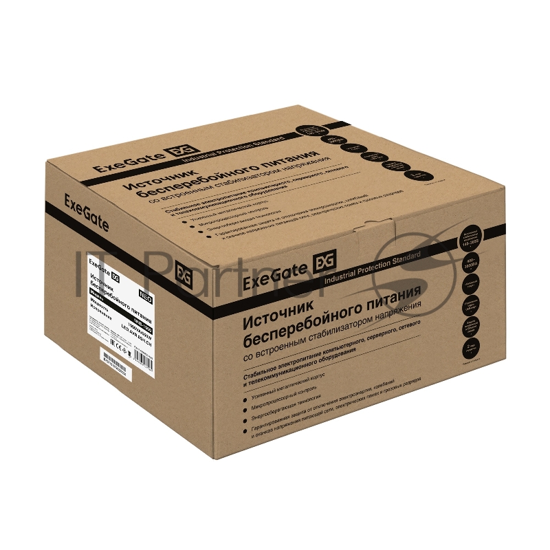 ИБП ExeGate NEO NNB-1000.LED.AVR.8SH.CH <1000VA/650W, LED, AVR, 8*Schuko, 4*USB-порта для зарядки, Black>