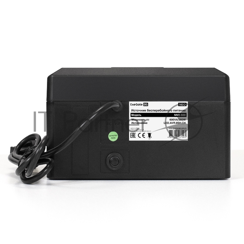 ИБП ExeGate NEO NNB-600.LED.AVR.8SH.CH <600VA/360W, LED, AVR, 8*Schuko, 4*USB-порта для зарядки, Black>