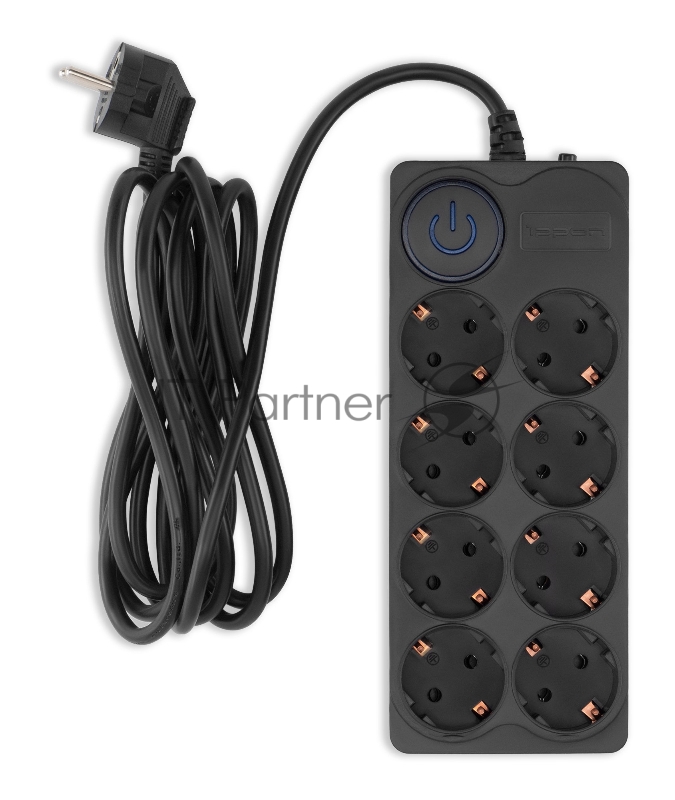 Сетевой фильтр Ippon BK-8-EU-3-10-B 3м (8 розеток) черный (коробка)