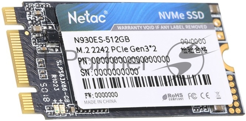 Накопитель SSD M.2 2242 Netac 512Gb N930ES Series <NT01N930ES-512G-E2X> Retail (PCI-E 3.1 x2, up to 1650/1500MBs, 3D TLC, NVMe 1.3, 22х42mm)