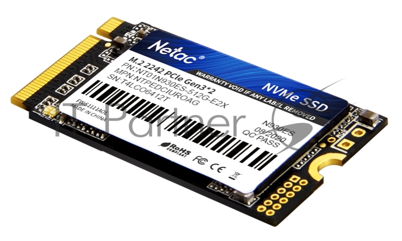 Накопитель SSD M.2 2242 Netac 512Gb N930ES Series <NT01N930ES-512G-E2X> Retail (PCI-E 3.1 x2, up to 1650/1500MBs, 3D TLC, NVMe 1.3, 22х42mm)