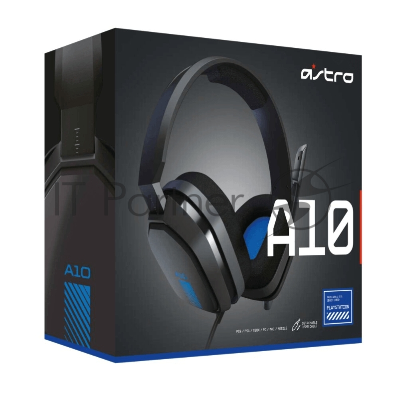 Гарнитура проводная игровая Astro Gaming A10 Headset PS4 GEN1 Grey/Blue, 3.5 MM