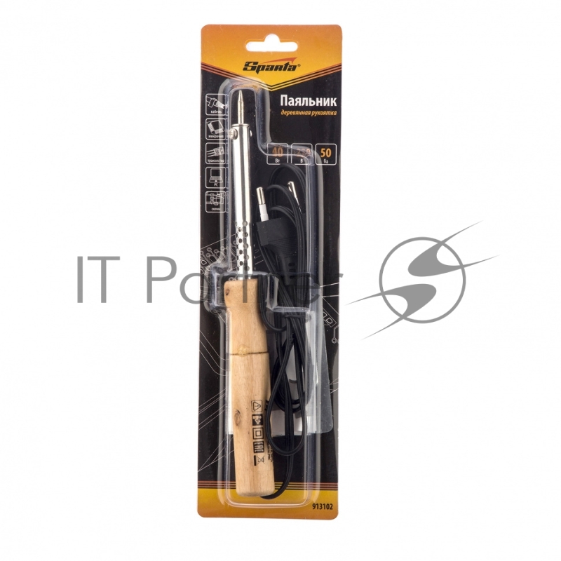 Паяльник с ручкой из дерева, 40 Вт// Sparta