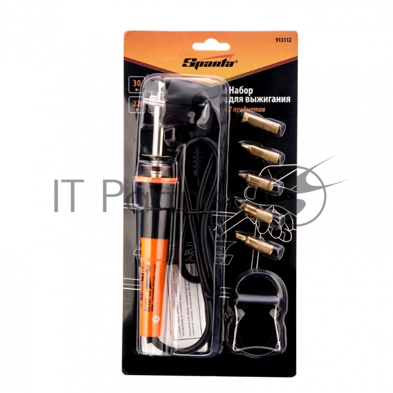 Набор для выжигания, 7 пред. (паяльник 30 Вт, подставка, жала сменные)// Sparta