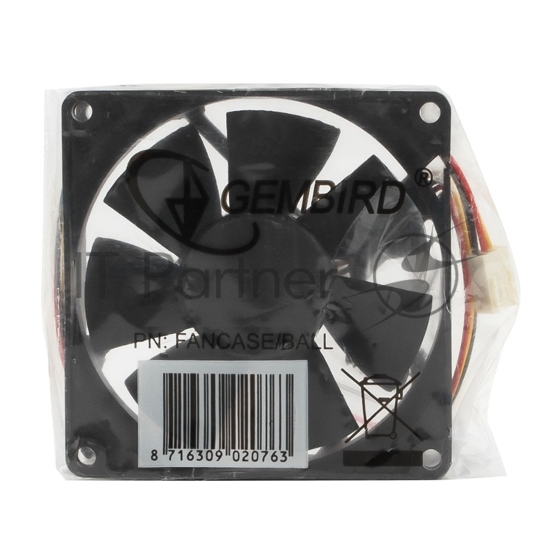 Вентилятор Gembird FANCASE/BALL-3100, 80x80x25, подшипник, 3 pin, провод 30 см, 3100 об/мин