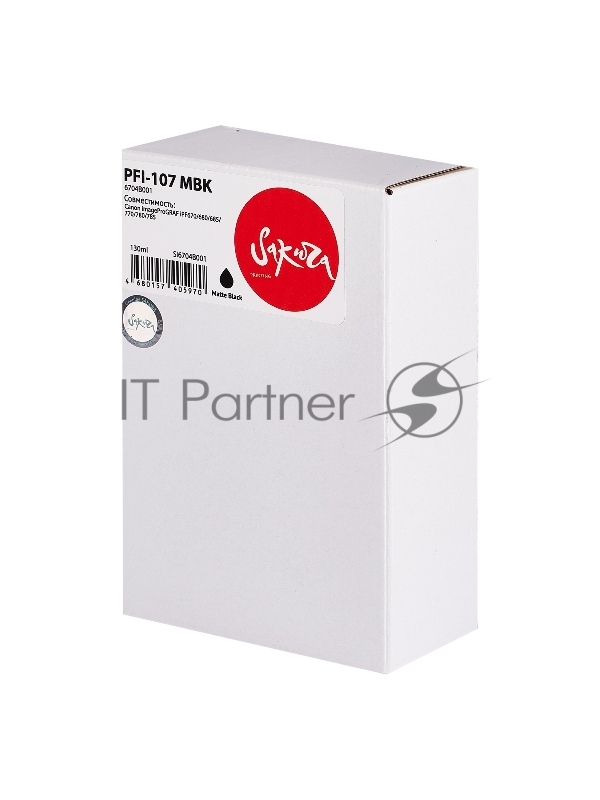 Струйный картридж Sakura 6704B001 (PFI-107 MBK) для Canon, черный матовый, 130 мл.