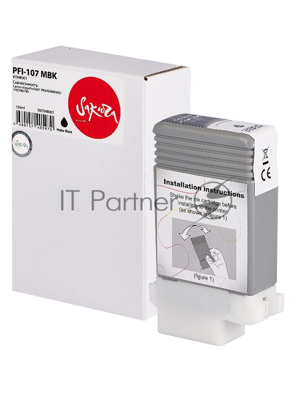 Струйный картридж Sakura 6704B001 (PFI-107 MBK) для Canon, черный матовый, 130 мл.