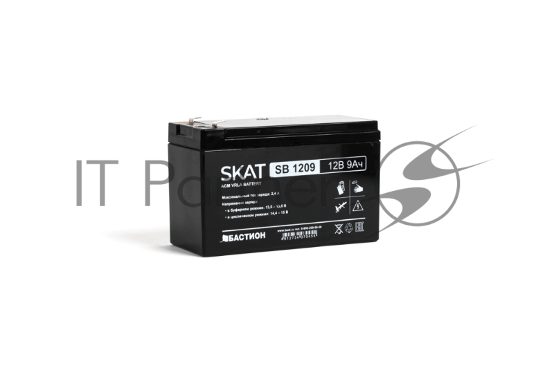 АКБ свинцово-кислотная SKAT SB 1209 тип AGM 12V 9Ач I зар. 2,7 А (ножевые клеммы, гарантия - 18 месяцев) (2540)