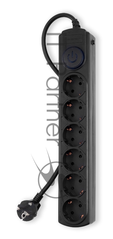 Сетевой фильтр Ippon BK-6-EU-1.8-16-B 1.8м (6 розеток) черный (коробка)