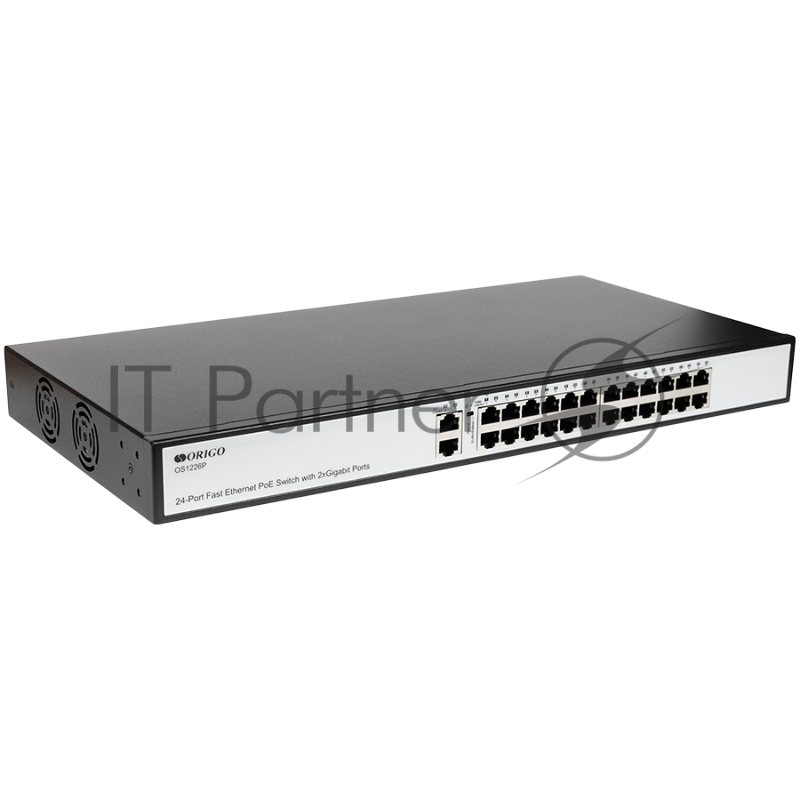 Неуправляемый PoE-коммутатор ORIGO OS1226P/285W/A1A 24x100Base-TX PoE+, 2x1000Base-T, PoE-бюджет 285 Вт, корпус металл