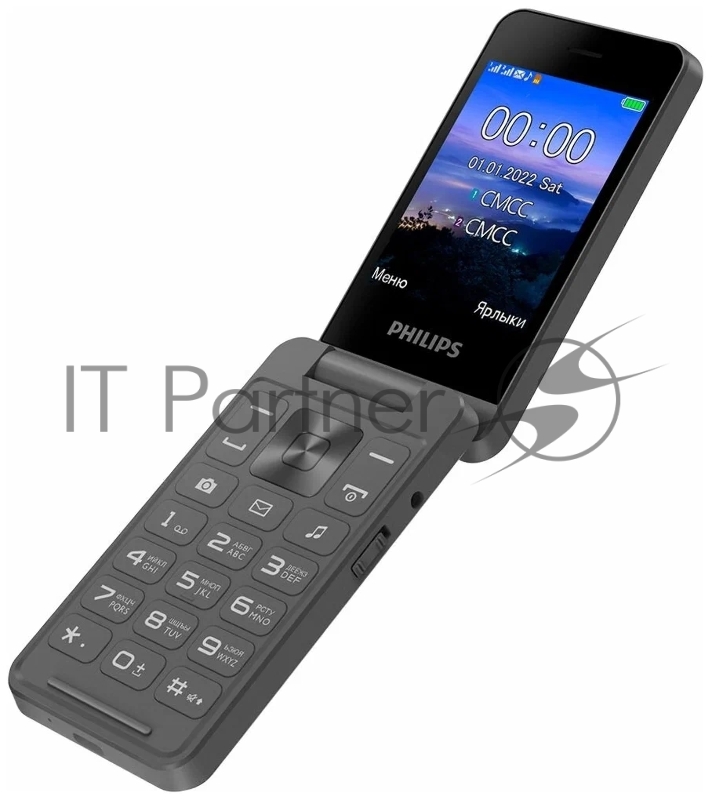 Мобильный телефон Philips E2602 Xenium темно-серый раскладной 2Sim 2.8 240x320 Nucleus 0.3Mpix GSM900/1800 FM microSD max32Gb