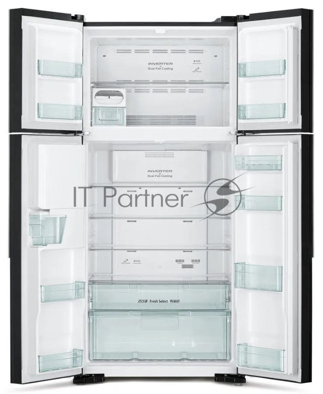 Холодильник Hitachi R-W660PUC7 GBK 2-хкамерн. черное стекло (двухкамерный)