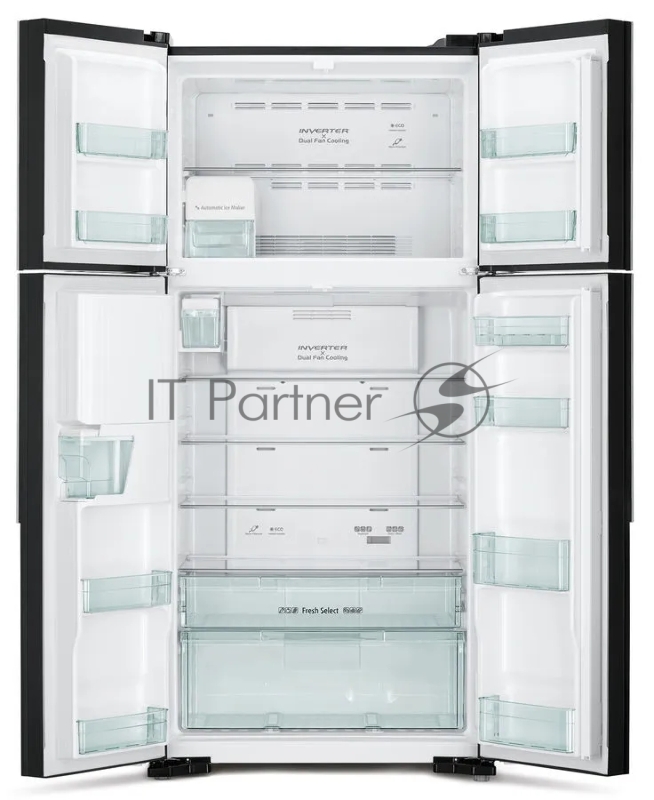 Холодильник Hitachi R-W660PUC7X GBK 2-хкамерн. черное стекло (двухкамерный)