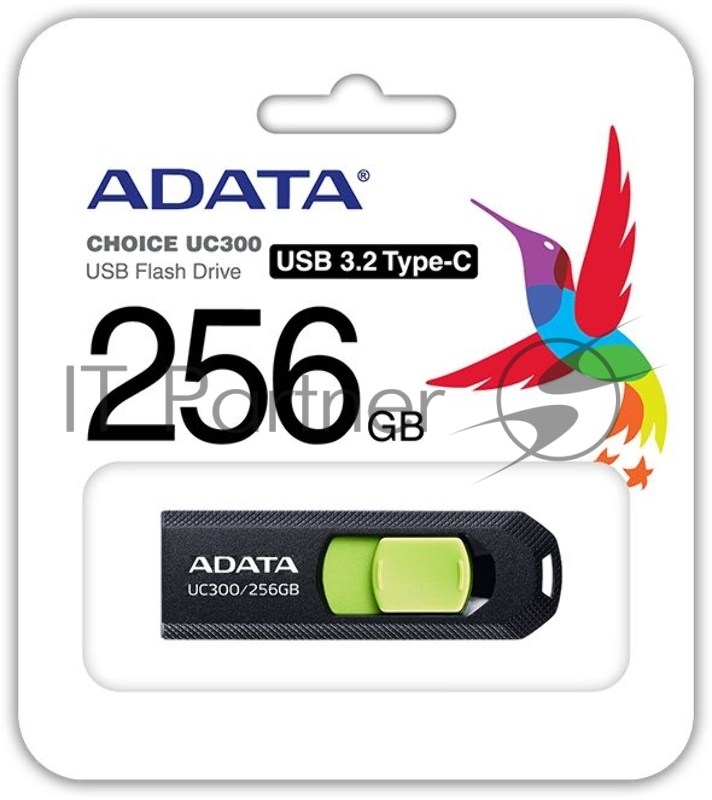 Флеш Диск A-Data 256Gb UC300 ACHO-UC300-256G-RBK/GN USB3.2 зеленый