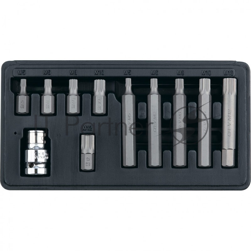 Набор бит SPLINE, шестигранный хвостовик 1 1/2, CrV, 10 мм, 11 пред.// Stels