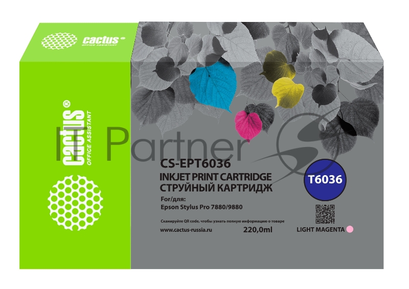 Картридж струйный Cactus CS-EPT6036 T6036 светло-пурпурный (220мл) для Epson Stylus PRO 7880/9880