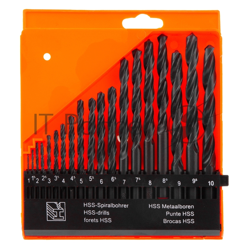 Набор сверл по металлу, 1-10 мм (через 0,5 мм), HSS, 19 шт, пласт. бокс, цилин. хвостовик// Sparta