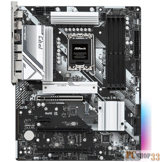 Материнская плата ASROCK B760 PRO RS, LGA1700, B760, 4*DDR5, HDMI+DP, 4xSATA3 6.0 (RAID), M.2 Socket, 4xUSB 3.2, 2xUSB2.0, Type-C, ATX 90-MXBKS0-A0UAYZ