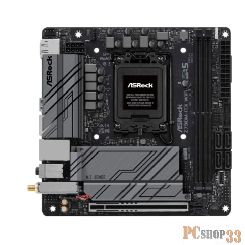Материнская плата ASROCK Z790M-ITX WIFI, LGA1700, Z790, 2*DDR5, HDMI+DP, 4xSATA3 6.0, M.2 Socket, 6xUSB 3.2,8xUSB2.0, Type-C, mITX 90-MXBK40-A0UAYZ