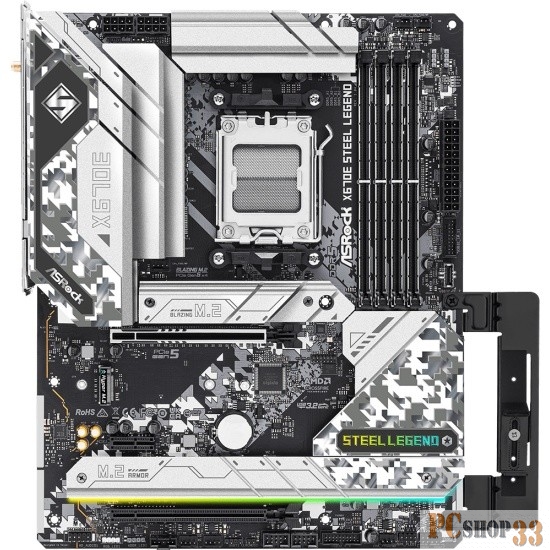 Материнская плата ASROCK X670E STEEL LEGEND, AM5, X670, 4*DDR5, HDMI+DP, 4xSATA3 6.0, M.2 Socket, RAID, 6xUSB 3.2, 4xUSB 2.0, Type-C, ATX 90-MXBJ40-A0UAYZ