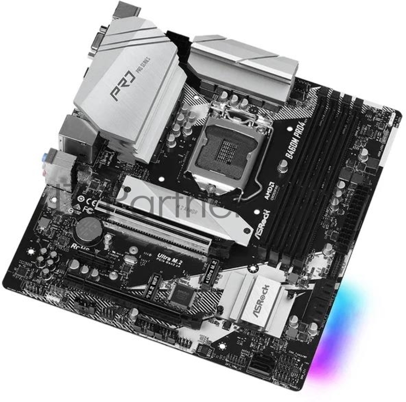 Плата материнская Asrock B460M PRO4, LGA1200, Intel B460, m-ATX, BULK