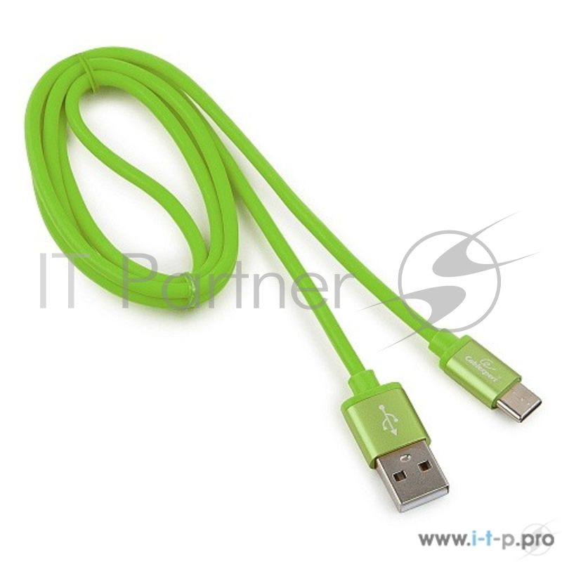 Кабель Cablexpert Кабель USB 2.0 CC-S-USBC01Gn-1M, AM/Type-C, серия Silver, длина 1м, зеленый, блистер