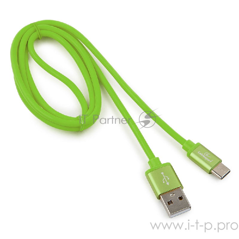 Кабель Cablexpert Кабель USB 2.0 CC-S-USBC01Gn-1M, AM/Type-C, серия Silver, длина 1м, зеленый, блистер