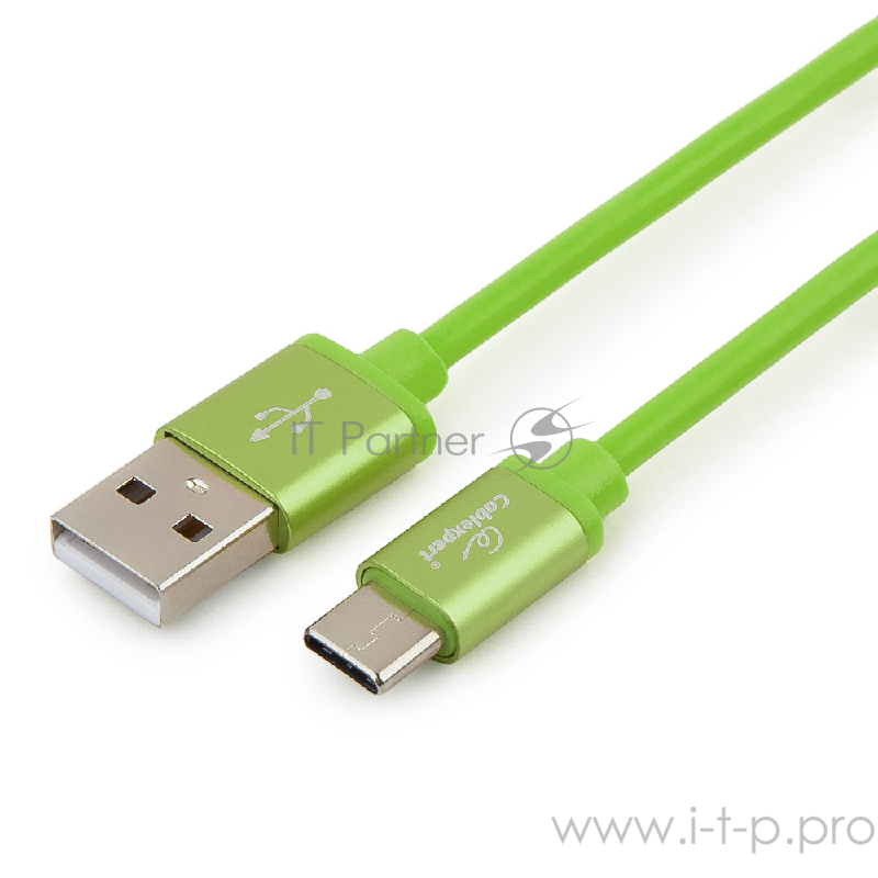 Кабель Cablexpert Кабель USB 2.0 CC-S-USBC01Gn-1M, AM/Type-C, серия Silver, длина 1м, зеленый, блистер