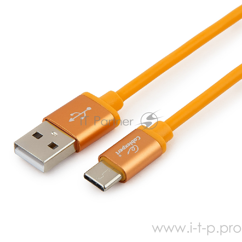 Кабель Cablexpert Кабель USB 2.0 CC-S-USBC01O-1M, AM/Type-C, серия Silver, длина 1м, оранжевый, блистер