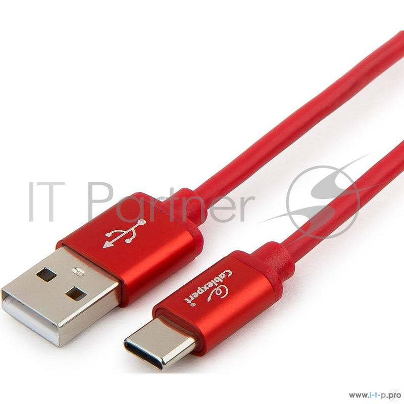 Кабель Cablexpert Кабель USB 2.0 CC-S-USBC01R-1M, AM/Type-C, серия Silver, длина 1м, красный, блистер