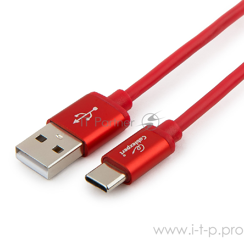 Кабель Cablexpert Кабель USB 2.0 CC-S-USBC01R-1M, AM/Type-C, серия Silver, длина 1м, красный, блистер