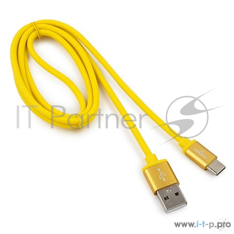 Кабель Cablexpert Кабель USB 2.0 CC-S-USBC01Y-1M, AM/Type-C, серия Silver, длина 1м, желтый, блистер