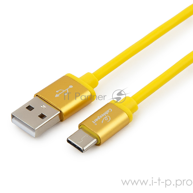 Кабель Cablexpert Кабель USB 2.0 CC-S-USBC01Y-1M, AM/Type-C, серия Silver, длина 1м, желтый, блистер