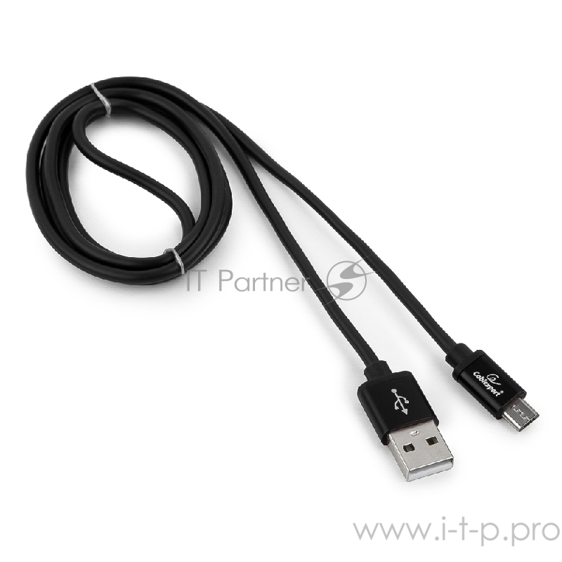 Кабель Cablexpert Кабель USB 2.0 CC-S-mUSB01Bk-1M, AM/microB, серия Silver, длина 1м, черный, блистер