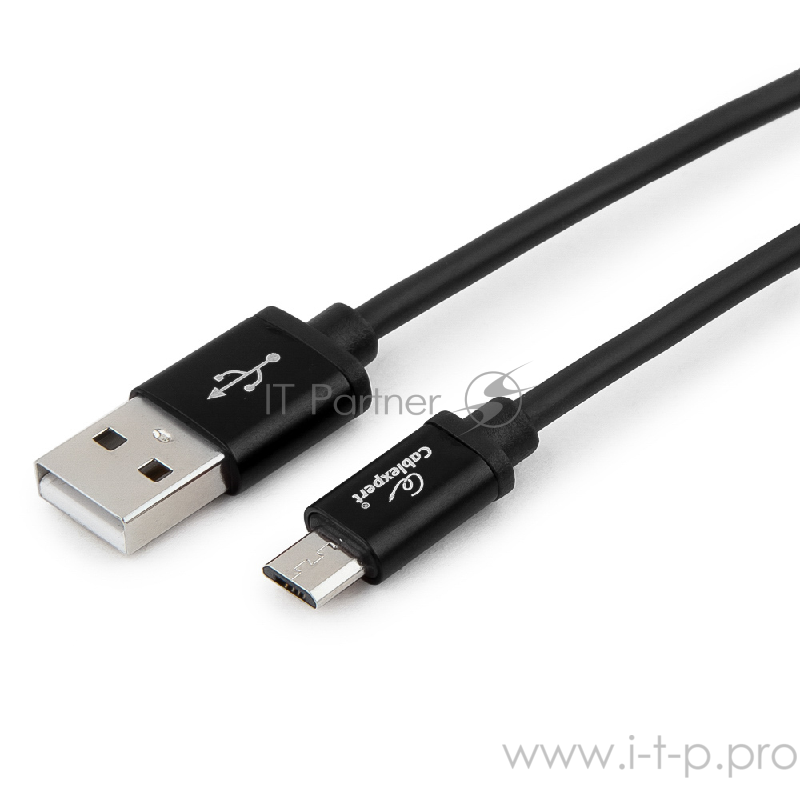 Кабель Cablexpert Кабель USB 2.0 CC-S-mUSB01Bk-1M, AM/microB, серия Silver, длина 1м, черный, блистер
