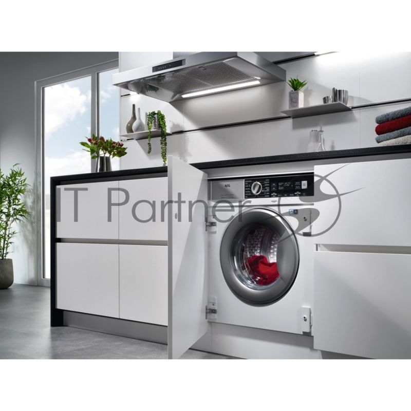 Встраиваемая стиральная машина AEG L8WBE68SI с сушкой, загрузка 8кг/4кг, классы AA, отжим 1600 об/мин, ЖК дисплей, обработка паром, датчик защиты от протечек, экоинвертор, серебристый люк