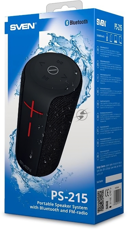 Колонка порт. Sven АС PS-215 черный 12W 2.0 BT/USB (SV-021535)